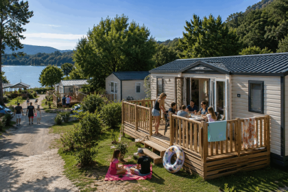 Un mobil-home confortable au bord d'un lac paisible