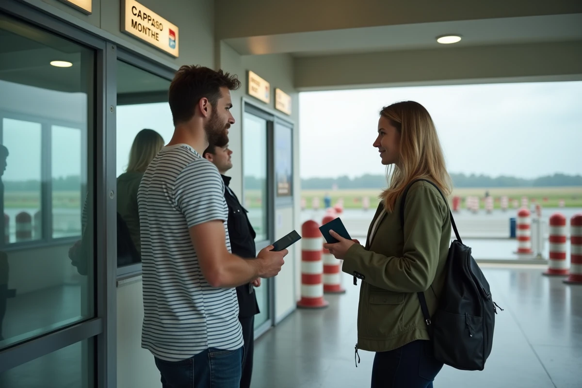 Couple présentant leur carte d'identité périmée à un poste de contrôle aux frontières européennes