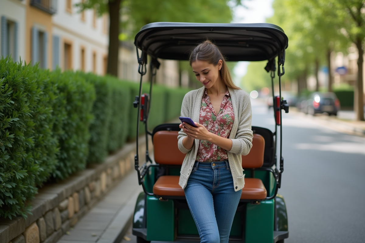 Jeune femme française sortant d