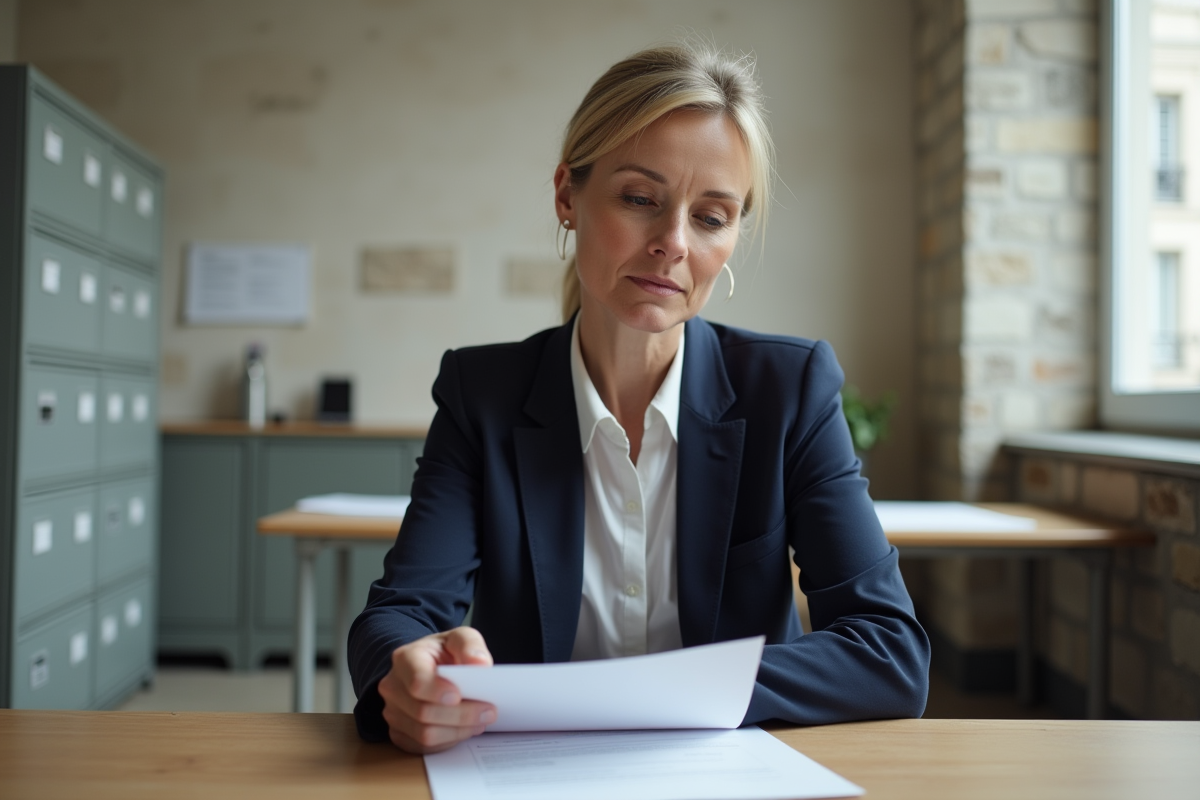 Femme d'âge moyen en bureau administratif parisien
