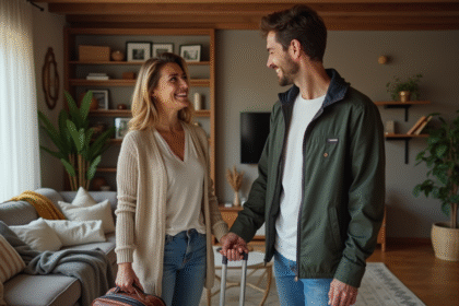 Femme française accueillante dans son salon chaleureux