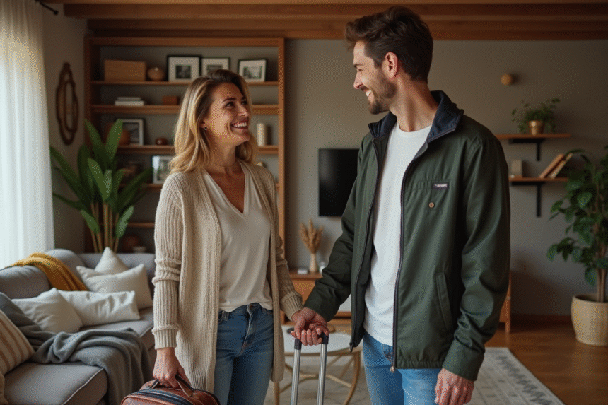 Femme française accueillante dans son salon chaleureux