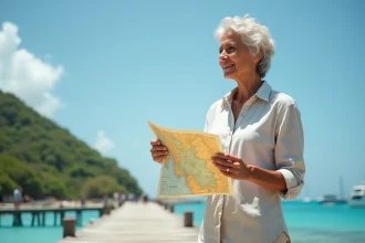 Carte du monde mettant en avant la Guadeloupe et ses îles