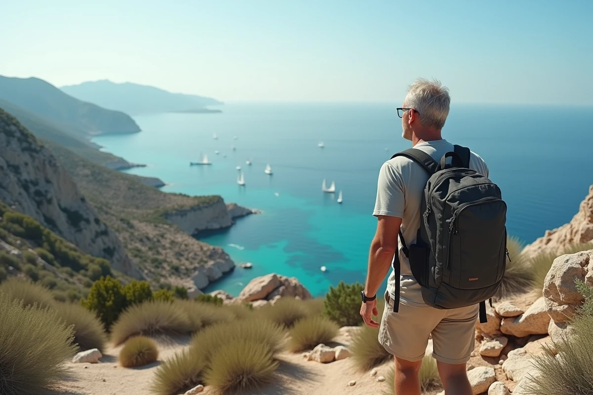 Homme regardant la mer depuis un sentier de falaise