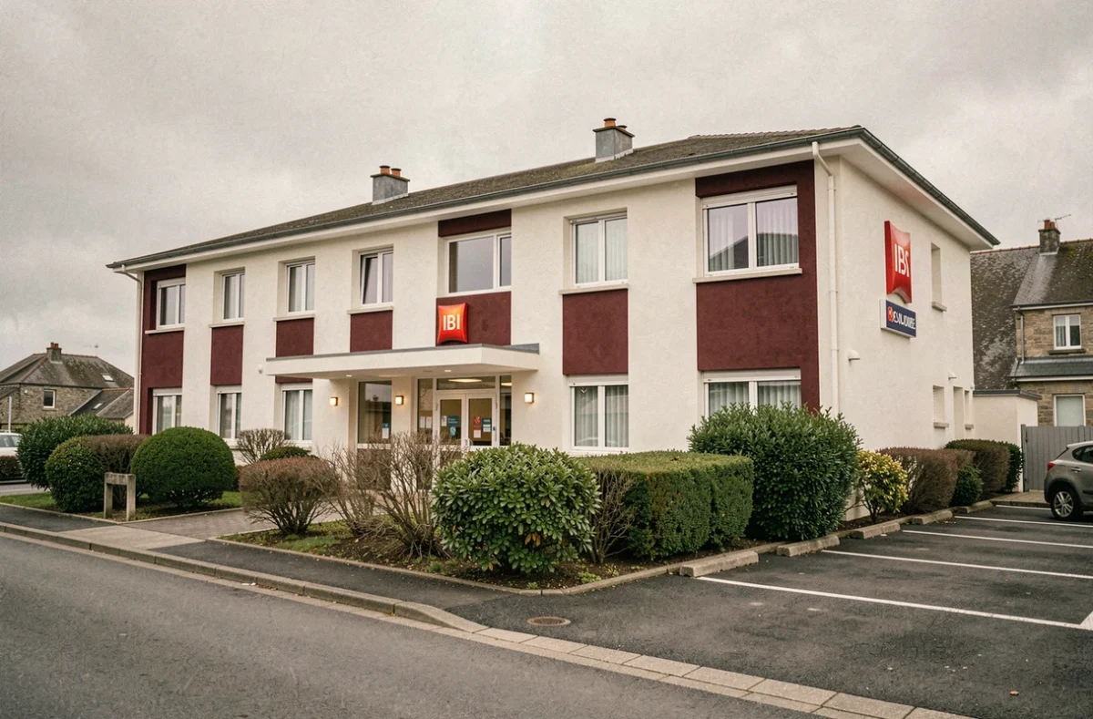 Façade extérieure d'un hôtel Ibis budget près de Biarritz Anglet avec parking et entrée principale