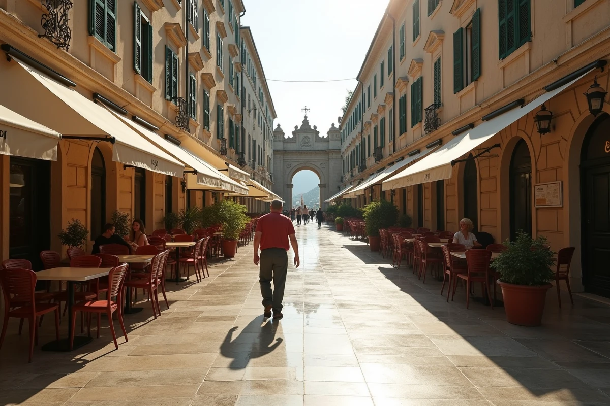La Stradun principale de Dubrovnik quasi déserte au matin de septembre avec ses facades baroques et son sol en calcaire poli