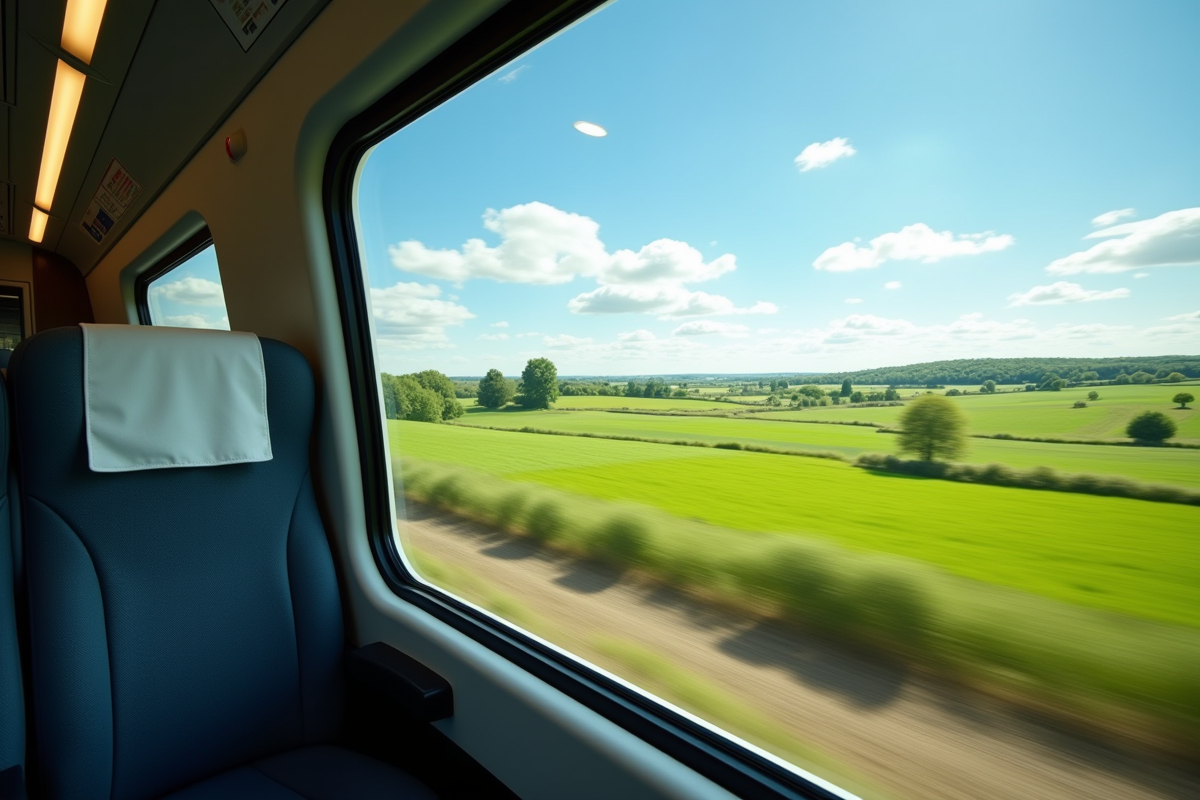 TGV moderne roulant dans la campagne française ensoleillée